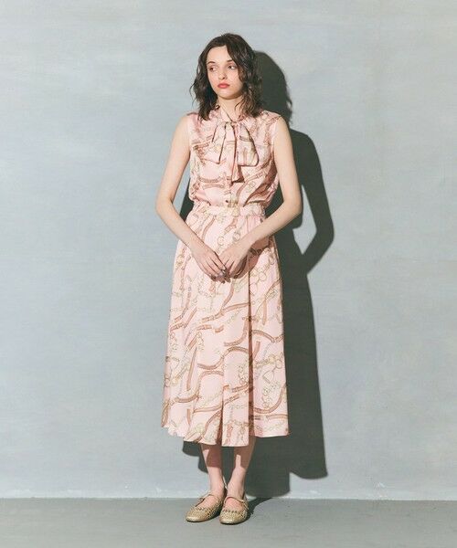 GRACE CONTINENTAL / グレースコンチネンタル シャツ・ブラウス | チェーンプリントボウタイブラウス（ピンク）