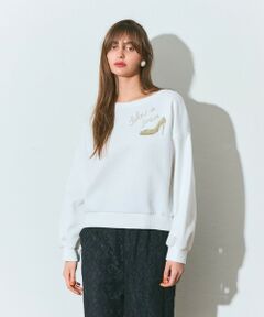 モチーフ刺繍スウェットトップ