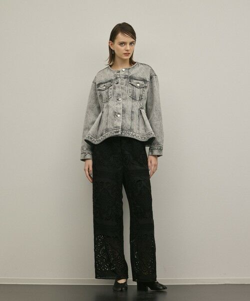 GRACE CONTINENTAL / グレースコンチネンタル テーラードジャケット | ペプラムデニムジャケット（グレー）