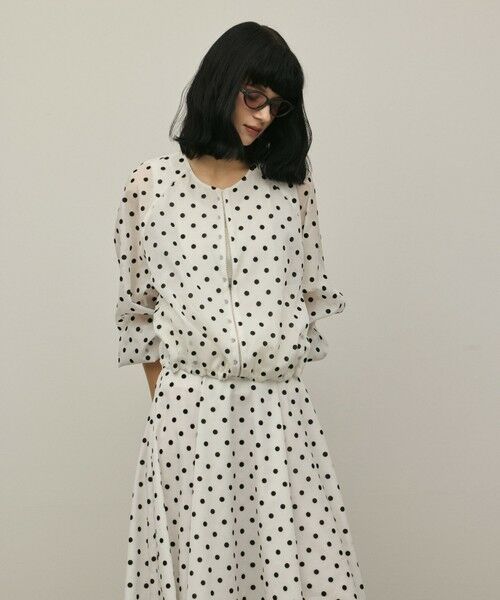 GRACE CONTINENTAL / グレースコンチネンタル ブルゾン | ドットフロッキーブルゾン（ホワイト）