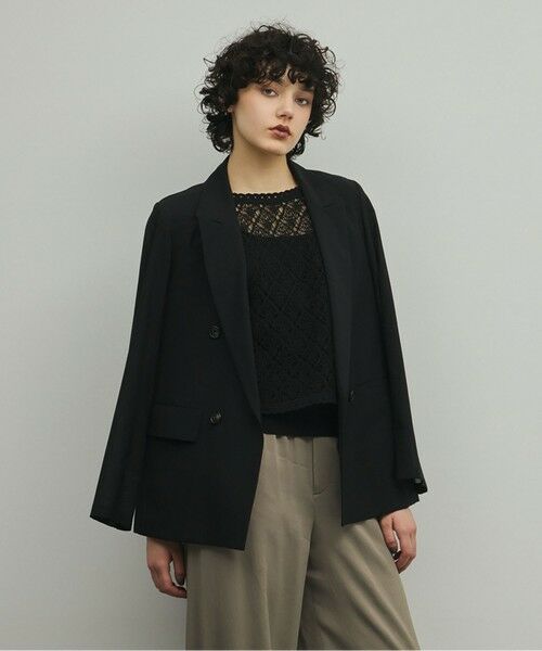 GRACE CONTINENTAL / グレースコンチネンタル テーラードジャケット | シアーウールジャケット（ブラック）