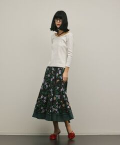 GRACE CONTINENTAL / グレースコンチネンタル ロング・マキシ丈スカート | プリントタックフレアスカート