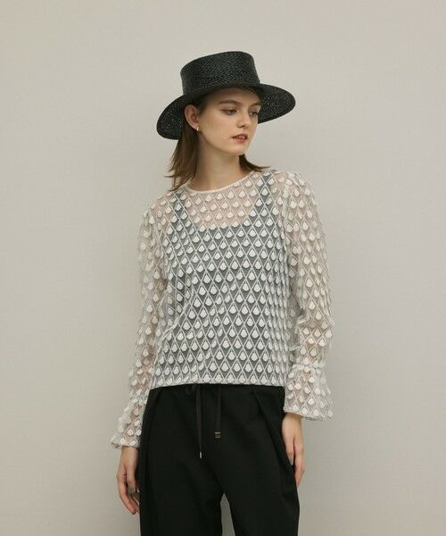 GRACE CONTINENTAL / グレースコンチネンタル シャツ・ブラウス | モチーフチュールブラウス（ホワイト）