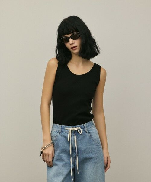 GRACE CONTINENTAL / グレースコンチネンタル タンクトップ | テレコノースリーブトップ（ブラック）