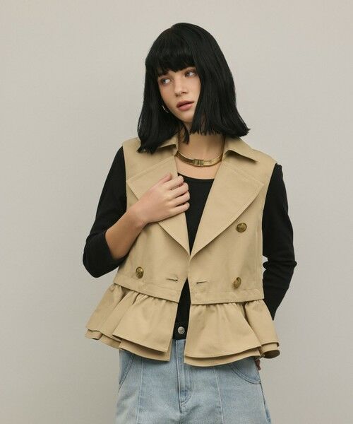 GRACE CONTINENTAL / グレースコンチネンタル ベスト | ペプラムトレンチベスト（ベージュ）