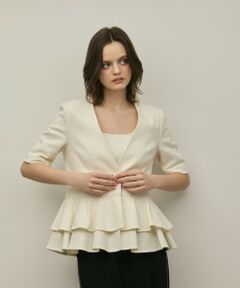 GRACE CONTINENTAL / グレースコンチネンタル ノーカラージャケット | ペプラムツイードジャケット