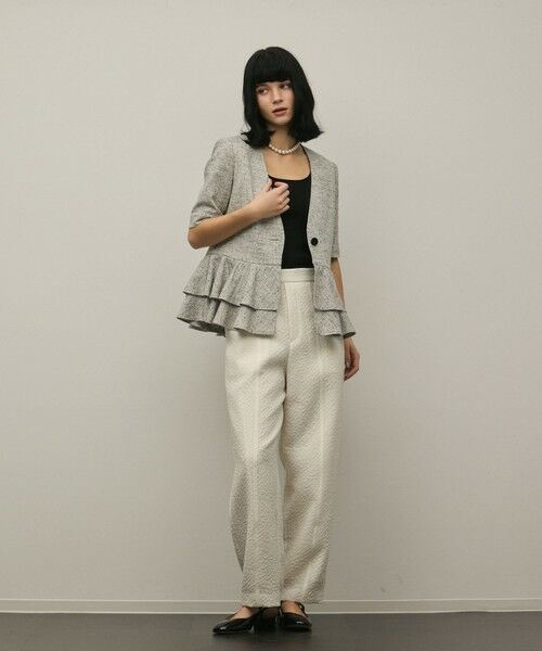 GRACE CONTINENTAL / グレースコンチネンタル ノーカラージャケット | ペプラムツイードジャケット（グレー）