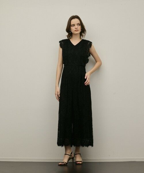 GRACE CONTINENTAL / グレースコンチネンタル サロペット・オールインワン | 【スタイリスト木津明子さんインスタライブ紹介】コードレースサロペット(ブラック)