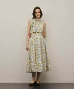 GRACE CONTINENTAL / グレースコンチネンタル ミニ・ひざ丈スカート | シアーフラワープリントジャガードフレアスカート