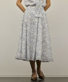 GRACE CONTINENTAL / グレースコンチネンタル ミニ・ひざ丈スカート | シアーフラワープリントジャガードフレアスカート