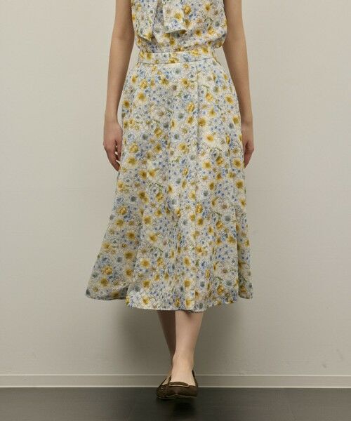 GRACE CONTINENTAL / グレースコンチネンタル ミニ・ひざ丈スカート | シアーフラワープリントジャガードフレアスカート | 詳細5