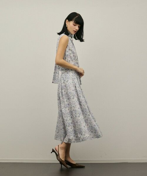 GRACE CONTINENTAL / グレースコンチネンタル ミニ・ひざ丈スカート | シアーフラワープリントジャガードフレアスカート | 詳細15