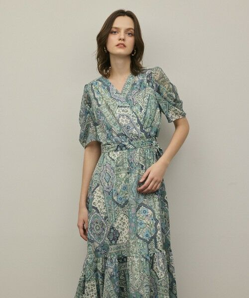 GRACE CONTINENTAL / グレースコンチネンタル ロング・マキシ丈ワンピース | パッチワークプリントワンピース（グリーン）