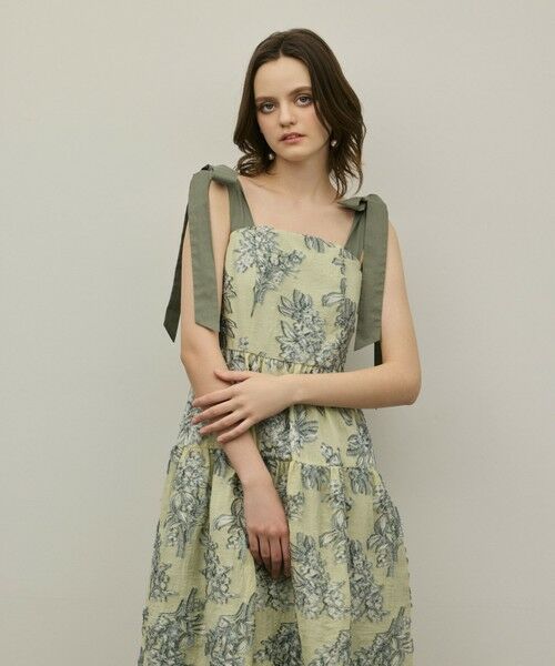 GRACE CONTINENTAL / グレースコンチネンタル ロング・マキシ丈ワンピース | シアージャガードティアードワンピース（イエロー）