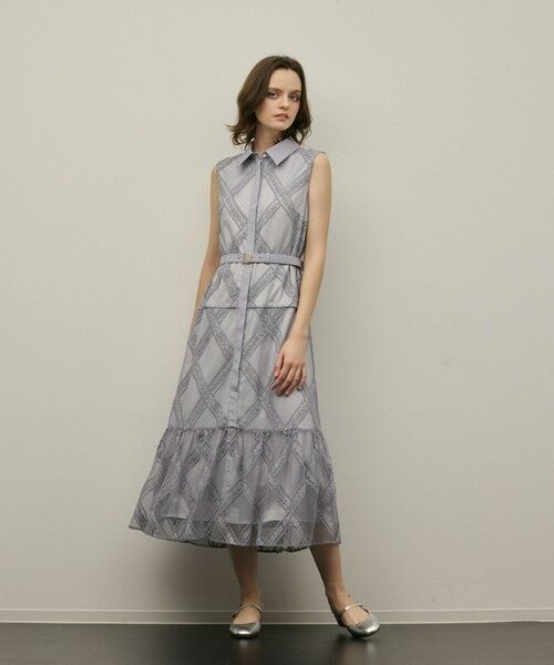 GRACE CONTINENTAL / グレースコンチネンタル ドレス | チュールレースワンピース（グレー）