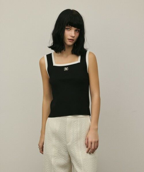 GRACE CONTINENTAL / グレースコンチネンタル その他トップス | バイカラーリブニットノースリーブ（ブラック）