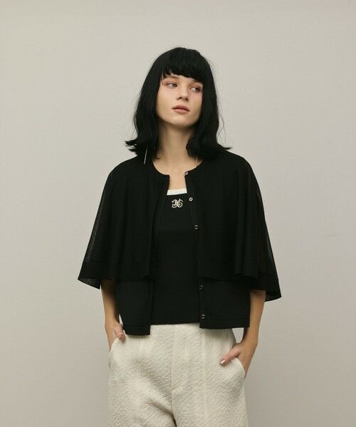 GRACE CONTINENTAL / グレースコンチネンタル カーディガン・ボレロ | シアーケープニットカーディガン（ブラック）