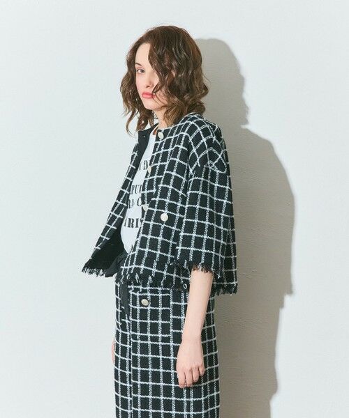 GRACE CONTINENTAL / グレースコンチネンタル ノーカラージャケット | ハーフスリーブツイードジャケット | 詳細10