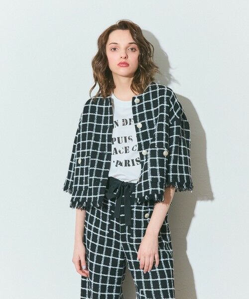 GRACE CONTINENTAL / グレースコンチネンタル ノーカラージャケット | ハーフスリーブツイードジャケット | 詳細7