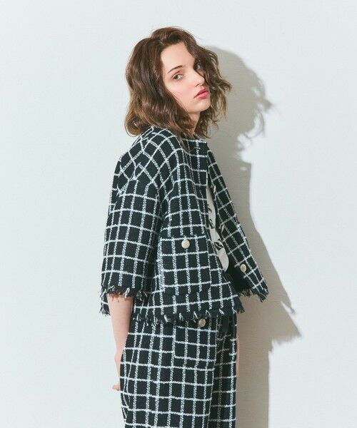 GRACE CONTINENTAL / グレースコンチネンタル ノーカラージャケット | ハーフスリーブツイードジャケット | 詳細8