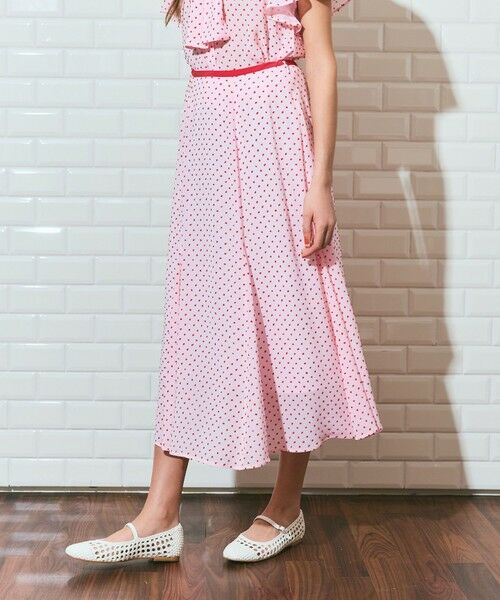 GRACE CONTINENTAL / グレースコンチネンタル ロング・マキシ丈スカート | ドットジャガードスカート（ピンク）