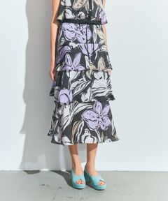 GRACE CONTINENTAL / グレースコンチネンタル ミニ・ひざ丈スカート | プリントレイヤードスカート