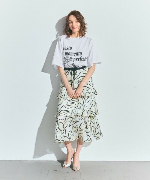 GRACE CONTINENTAL / グレースコンチネンタル ミニ・ひざ丈スカート | プリントレイヤードスカート（キナリ）