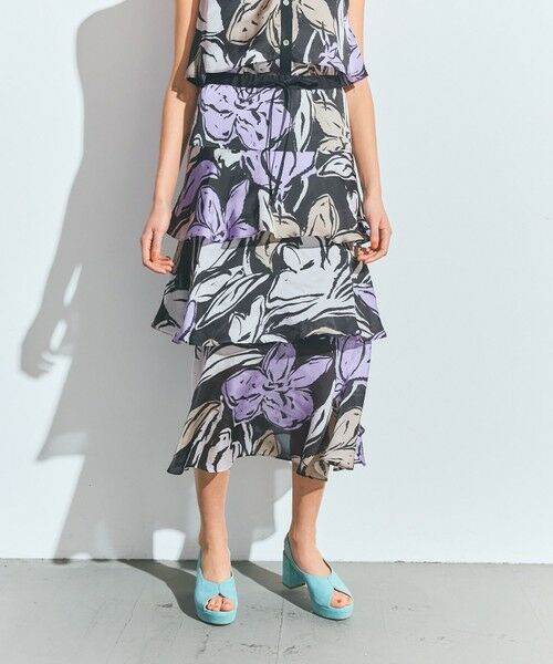 GRACE CONTINENTAL / グレースコンチネンタル ミニ・ひざ丈スカート | プリントレイヤードスカート | 詳細11