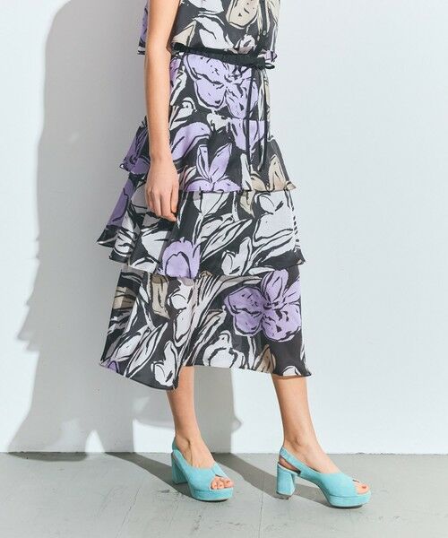 GRACE CONTINENTAL / グレースコンチネンタル ミニ・ひざ丈スカート | プリントレイヤードスカート | 詳細12