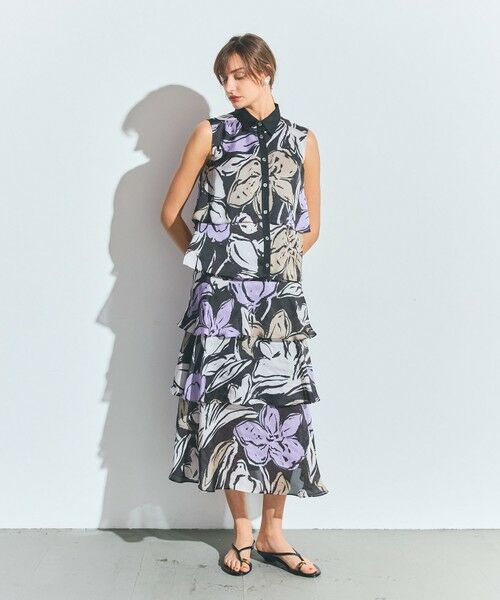 GRACE CONTINENTAL / グレースコンチネンタル ミニ・ひざ丈スカート | プリントレイヤードスカート | 詳細8