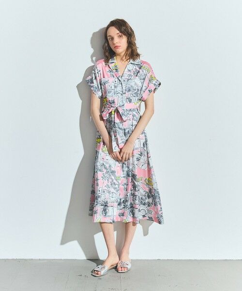 GRACE CONTINENTAL / グレースコンチネンタル ミニ丈・ひざ丈ワンピース | リゾートプリントツイルドレス（ピンク）