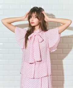 GRACE CONTINENTAL / グレースコンチネンタル シャツ・ブラウス | ドットジャガードボウタイブラウス