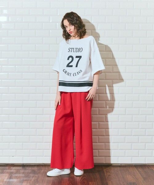 GRACE CONTINENTAL / グレースコンチネンタル カットソー | ナンバープリントループ裏毛トップ | 詳細1