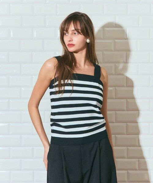 GRACE CONTINENTAL / グレースコンチネンタル キャミソール・チューブトップ | ボーダーニットキャミ（ブラック）