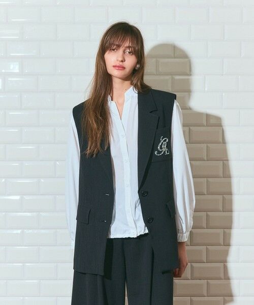 GRACE CONTINENTAL / グレースコンチネンタル ベスト | リネンタッチジレジャケット（ブラック）
