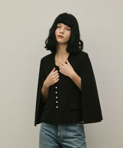 GRACE CONTINENTAL / グレースコンチネンタル ノーカラージャケット | トリアセケープスリーブジャケット