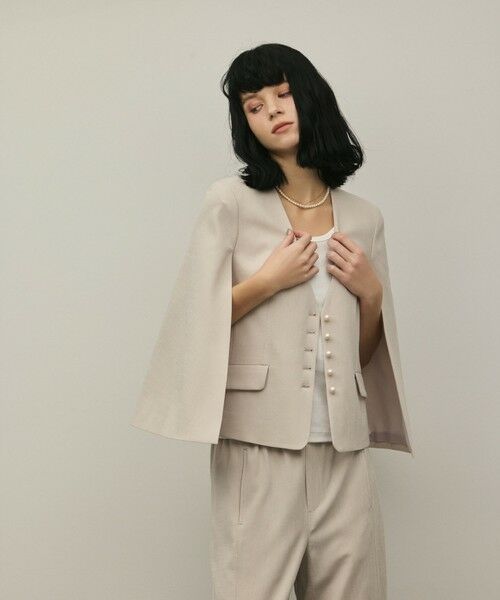 GRACE CONTINENTAL / グレースコンチネンタル ノーカラージャケット | トリアセケープスリーブジャケット | 詳細5