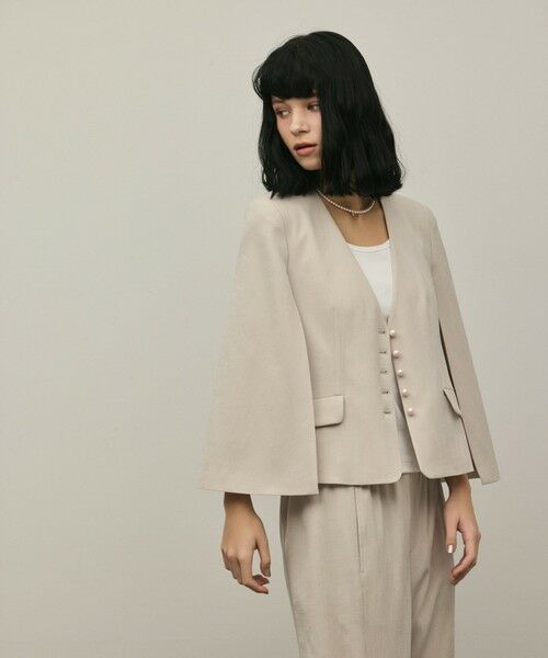 GRACE CONTINENTAL / グレースコンチネンタル ノーカラージャケット | トリアセケープスリーブジャケット | 詳細7