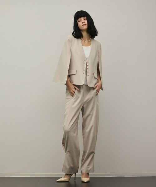 GRACE CONTINENTAL / グレースコンチネンタル ノーカラージャケット | トリアセケープスリーブジャケット（ベージュ）