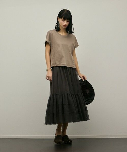 GRACE CONTINENTAL / グレースコンチネンタル ミニ・ひざ丈スカート | チュールティアードスカート（グレー）