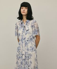 GRACE CONTINENTAL / グレースコンチネンタル ミニ丈・ひざ丈ワンピース | 【スタイリスト木津明子さんインスタライブ紹介】フラワープリントシャツフレアワンピース