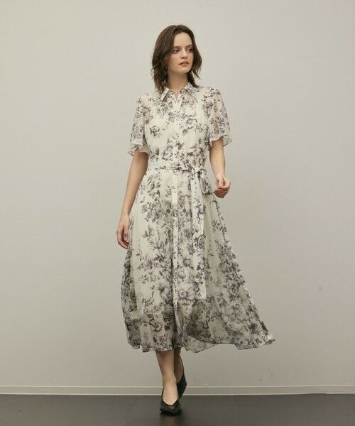 GRACE CONTINENTAL / グレースコンチネンタル ミニ丈・ひざ丈ワンピース | 【スタイリスト木津明子さんインスタライブ紹介】フラワープリントシャツフレアワンピース | 詳細5