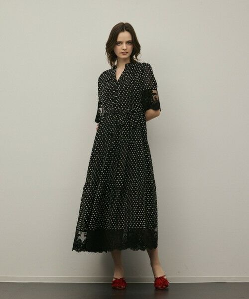 GRACE CONTINENTAL / グレースコンチネンタル ロング・マキシ丈ワンピース | カフタンシフォンワンピース（ブラック）
