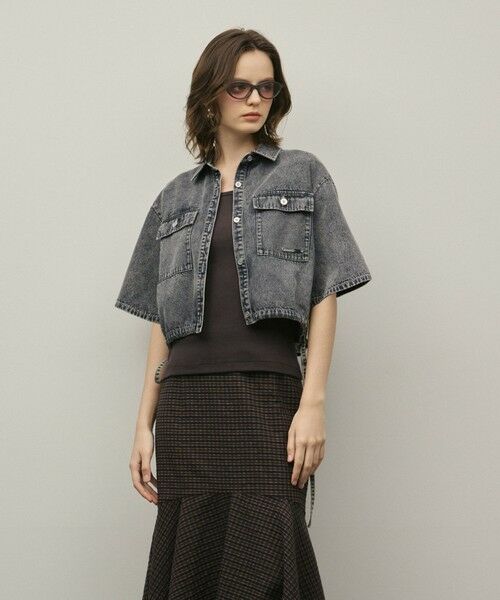 GRACE CONTINENTAL / グレースコンチネンタル シャツ・ブラウス | ハーフスリーブデニムシャツ（グレー）