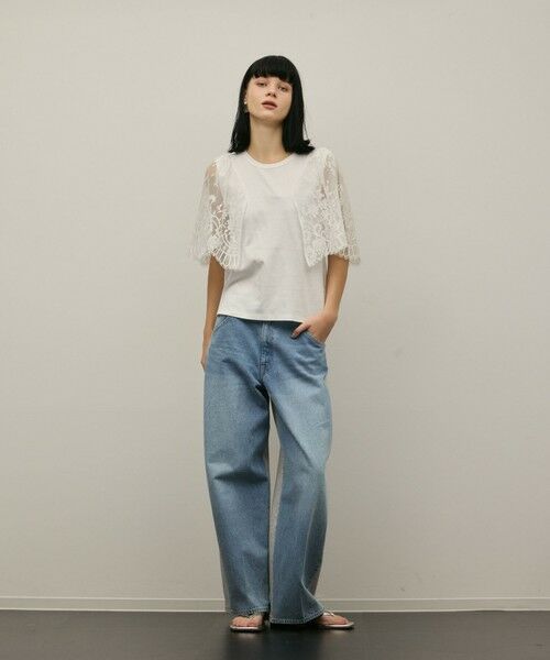 GRACE CONTINENTAL / グレースコンチネンタル カットソー | レースフレアカットトップ（ホワイト）