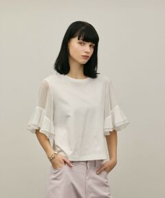 GRACE CONTINENTAL / グレースコンチネンタル カットソー | シフォンスリーブカットトップ