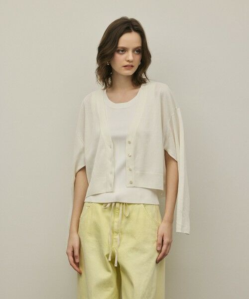 GRACE CONTINENTAL / グレースコンチネンタル カーディガン・ボレロ | スリーブスリットニットカーディガン（ホワイト）