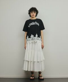 GRACE CONTINENTAL / グレースコンチネンタル カットソー | レースヘムロゴTシャツ