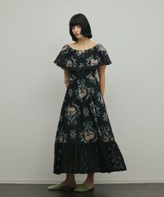 GRACE CONTINENTAL / グレースコンチネンタル ロング・マキシ丈ワンピース | レースコンビクロスステッチワンピース