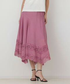 GRACE CONTINENTAL / グレースコンチネンタル ミニ・ひざ丈スカート | レースヘムフレアスカート